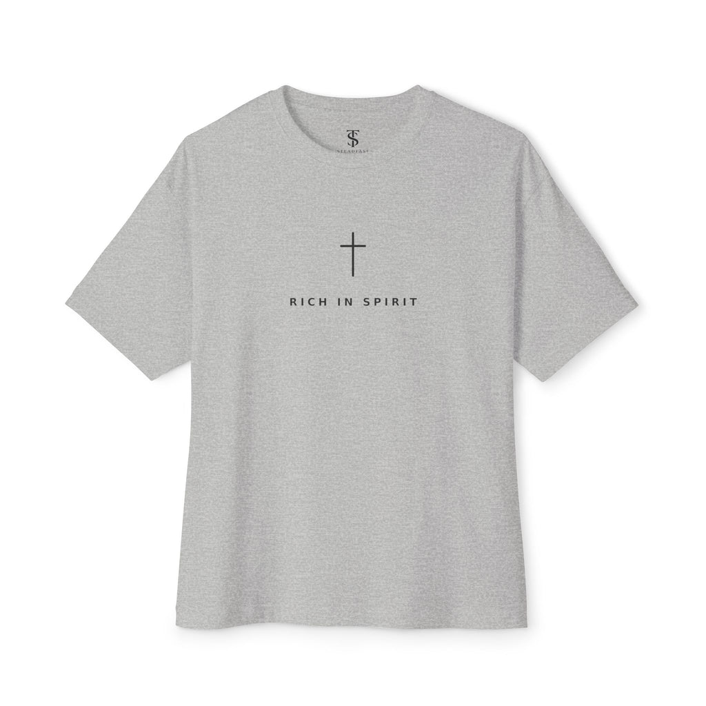 Christian Graphic Tee — “Rich In Spirit / Having Christ in Your Heart” Oversized Boxy T‑Shirt
